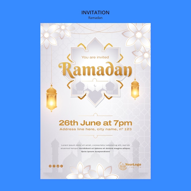 PSD modello di invito alla celebrazione del ramadan