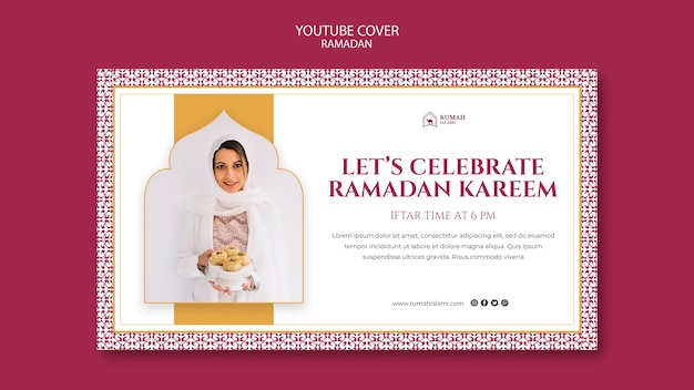 PSD copertina di youtube per la celebrazione del ramadan