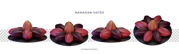 Elementi di design di rendering 3d delle date del ramadan