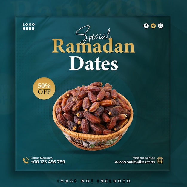 Ramadan datums fruit sociale media plaatsen speciale datums verkoop instagram-bannersjabloon