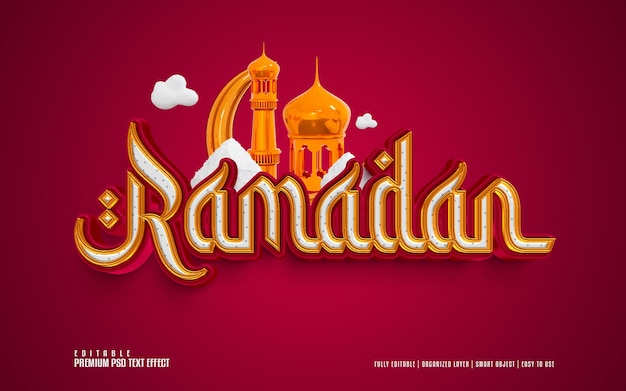 PSD ramadan editable premium text effect with 3d elements