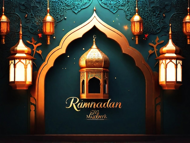 PSD ramadan eid mubarak islamic background best quality hyper realistic wallpaper