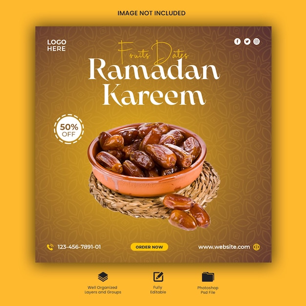 Ramadan eten Instagram social media plaatsen bannerontwerp