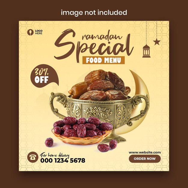 Ramadan Eten Menu Social Media Bericht Sjabloon