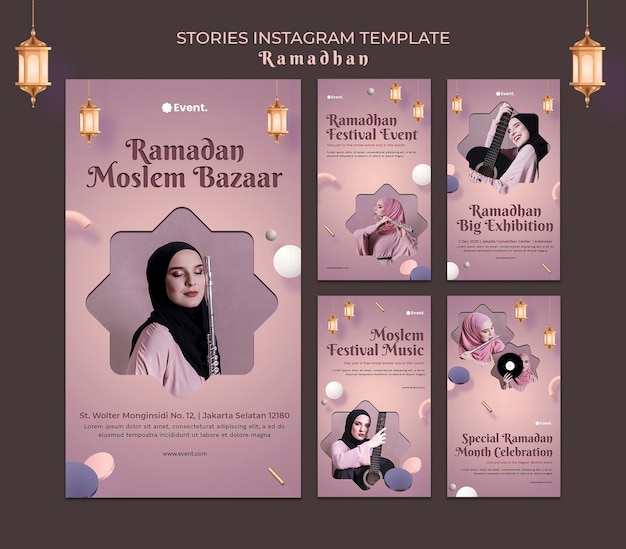 PSD modello di storie di instagram di eventi di ramadan