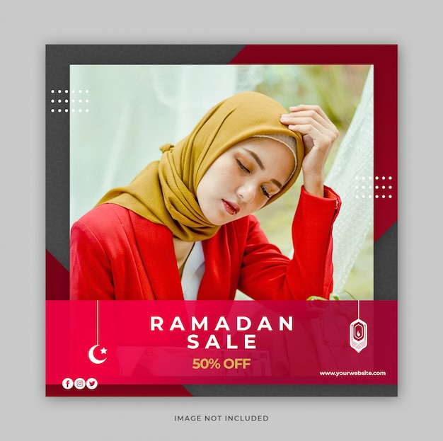 Modello di banner di promozione vendita di moda Ramadan per post di social media