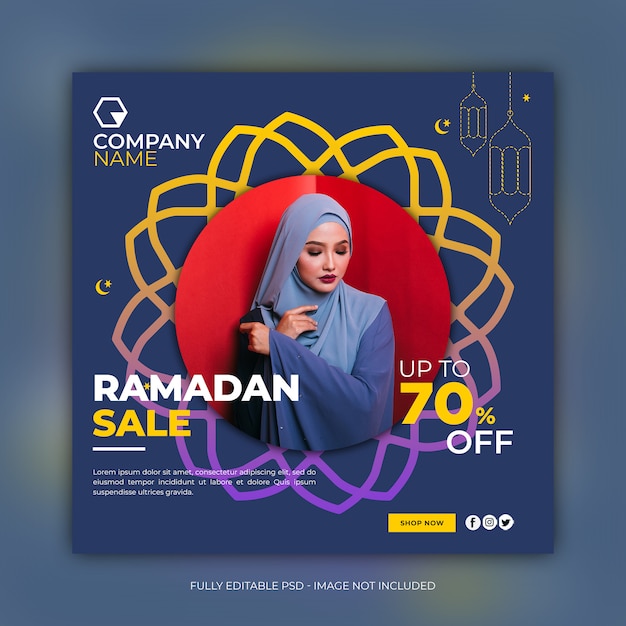 Ramadan fashion sale square banner template