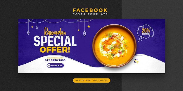 Banner di cibo ramadan e design del modello di copertina di facebook