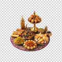 PSD vassoio di cibo iftar del ramadan su uno sfondo trasparente