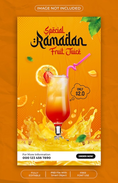 PSD ramadan food menu instagram en facebook verhaal ontwerpsjabloon