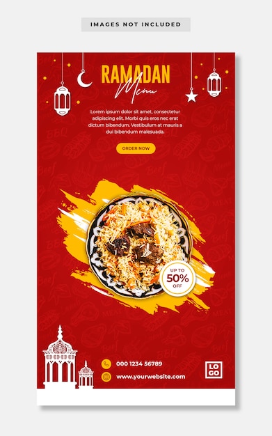 PSD ramadan food menu offri banner per social media