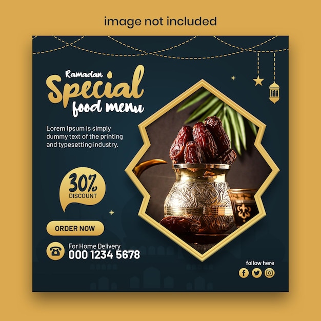 Ramadan food menu social media post template