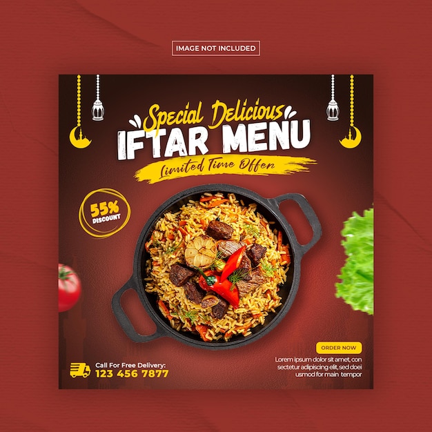 Ramadan food menu social media post template