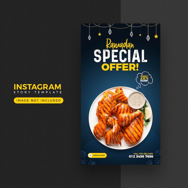 Ramadan food social media story design template