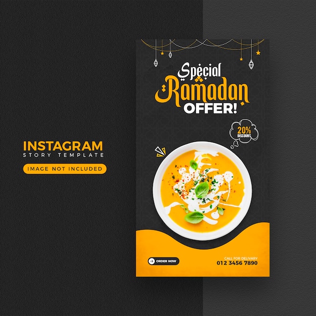 PSD ramadan food social media story design template