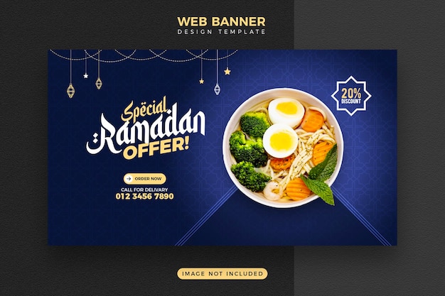 Disegno del modello di banner web cibo ramadan