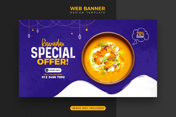 PSD ramadan food web banner template design