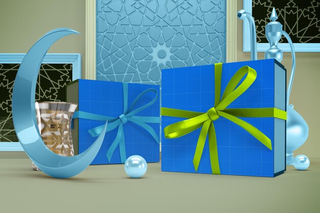 Ramadan geschenkdoos weergave in 3D-ontwerpmodel