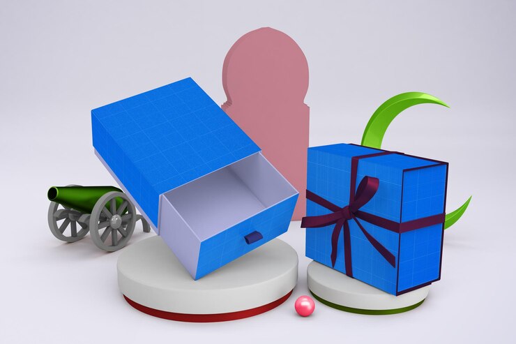 PSD ramadan gift box mockup design