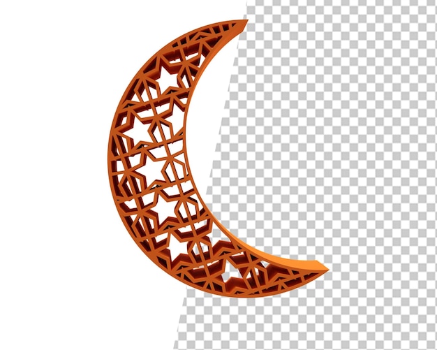 Ramadan gold crescent moon icon 3d render