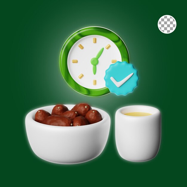 Ramadan iftar 3d icon illustration