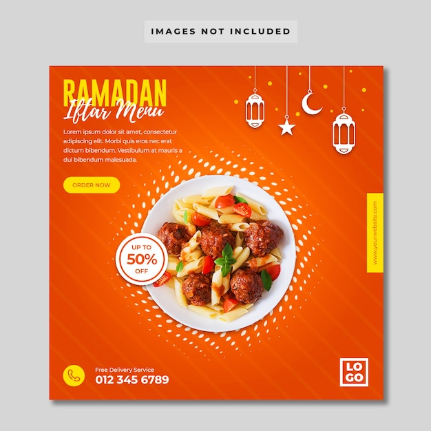 Ramadan iftar menu social media banner template