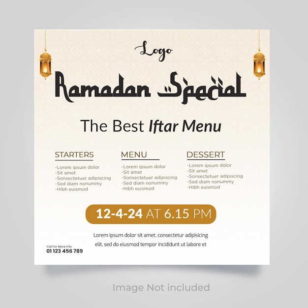 Ramadan iftar party social media post design template