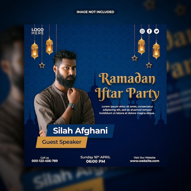 Ramadan iftar party social media post-sjabloon