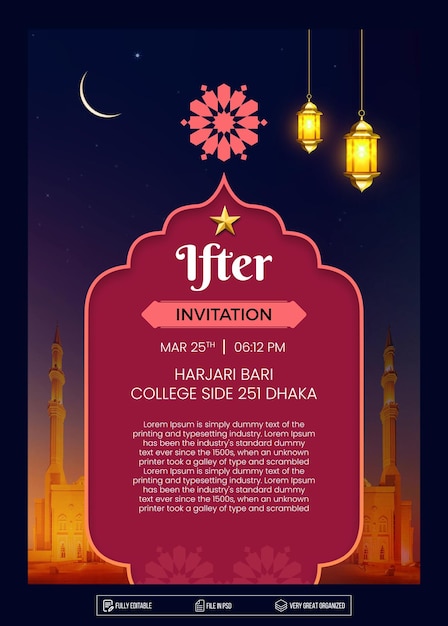 PSD ramadan invitation card template