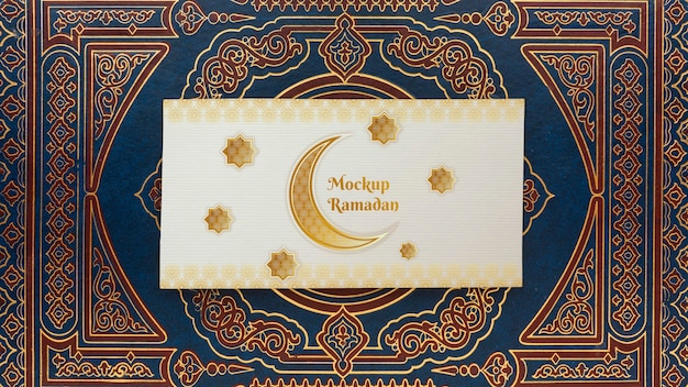 PSD ramadan islamic golden print mockup