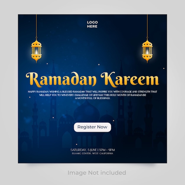 PSD template di post per i social media islamici del ramadan