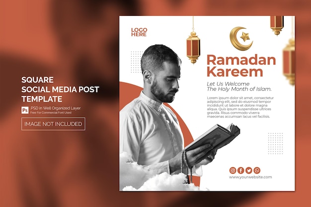 라마단 이슬람 소셜 미디어 포스트 스퀘어 웹 배너 템플릿