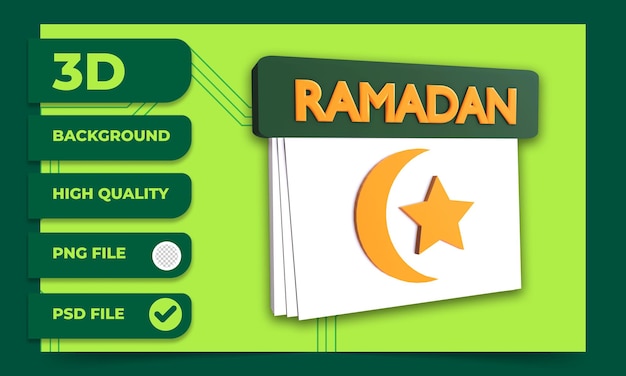 PSD ramadan kalendarz ikona renderowania 3d