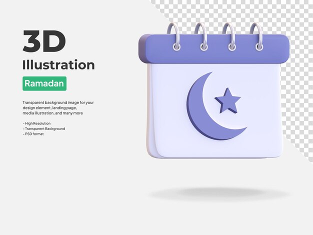 Ramadan kalenderpictogram 3d render illustratie