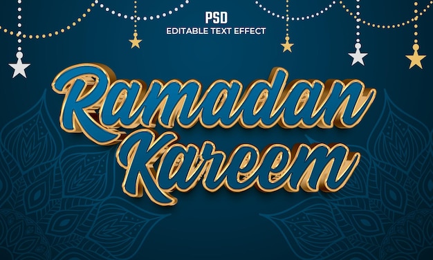 PSD effetto di testo modificabile ramadan kareem 3d psd premium con sfondo