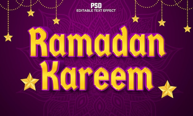 Ramadan Kareem 3d Edytowalny Efekt Tekstowy Premium Psd Z Tłem