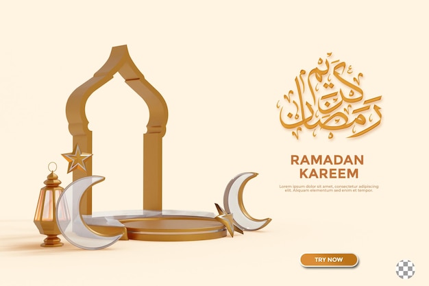 Ramadan kareem 3d podium stage display decoration background