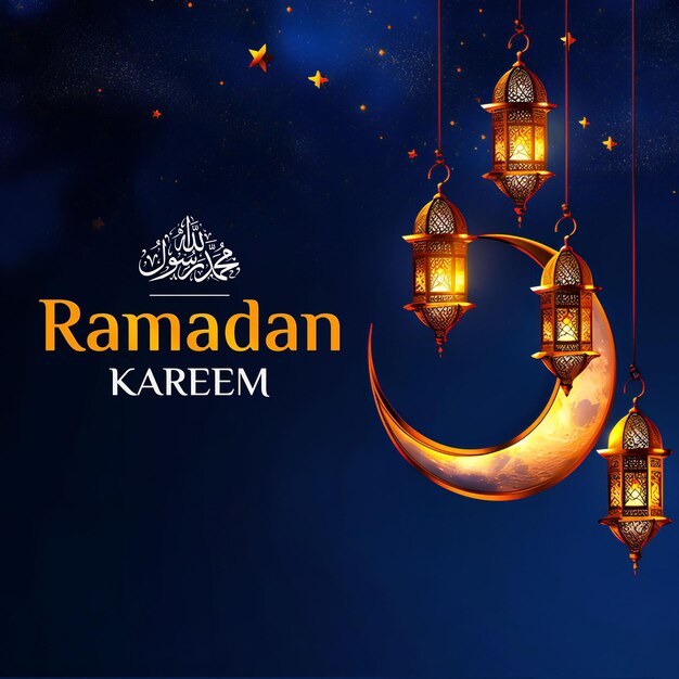 Ramadan Kareem 3d renderuje elementy islamskie w mediach społecznościowych