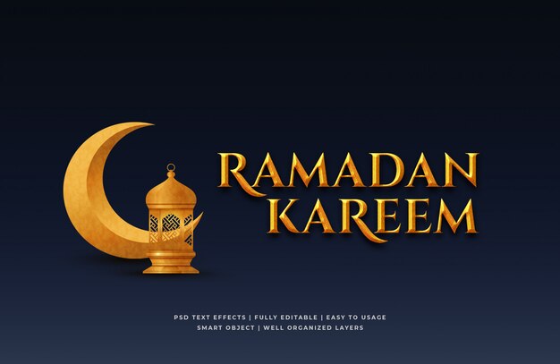 PSD ramadan kareem 3d text style effect