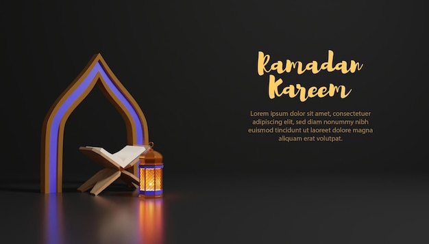 Ramadan Kareem 3d Tło Z Lampą I Ciemnym Tłem