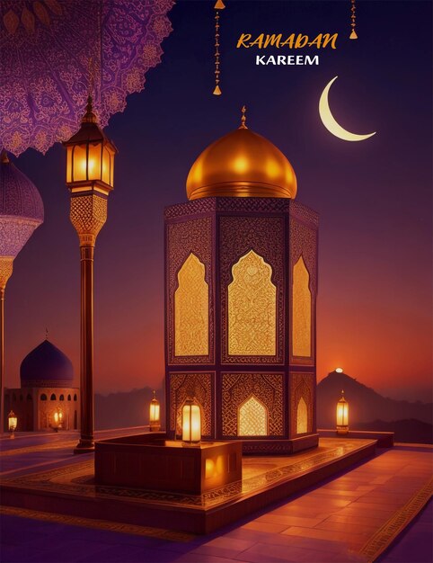 Ramadan Kareem achtergrond in Night view