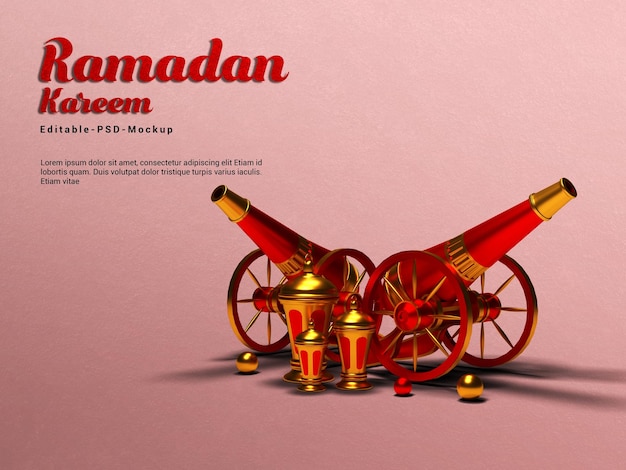 PSD ramadan kareem achtergrondmodel 3d-rendering