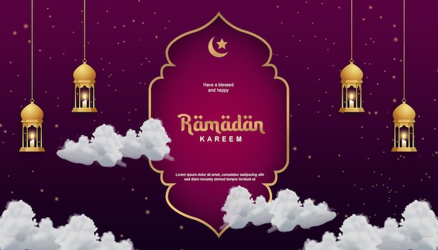 Ramadan kareem banner ontwerp moderne eenvoudige islamitische achtergrond