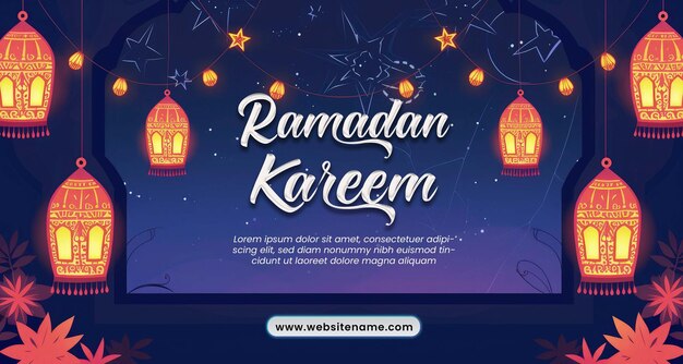 PSD ramadan kareem banner template ramadan kareem islamic festival greeting card template