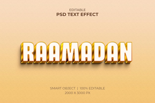 Ramadan kareem bewerkbare mockup met 3d-teksteffect premium psd