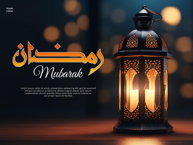 PSD ramadan kareem big lantern islamic festival social media post design banner design psd template