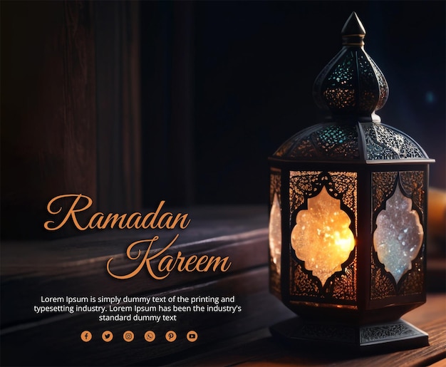 PSD ramadan kareem decorative lanterns greetings psd