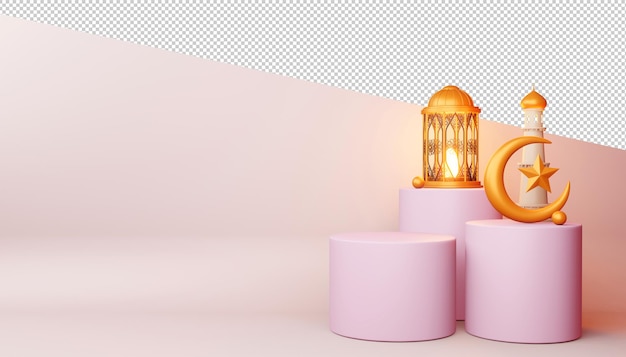 Ramadan kareem design in 3d rendering