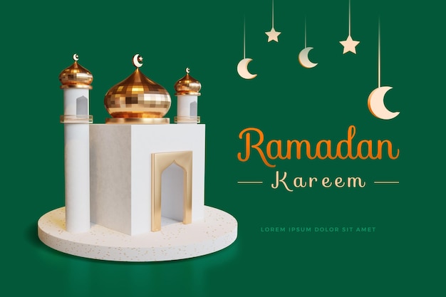 Ramadan kareem design con mockup di rendering 3d