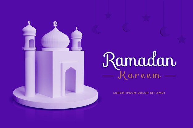 Ramadan kareem design with 3d rendering mockup